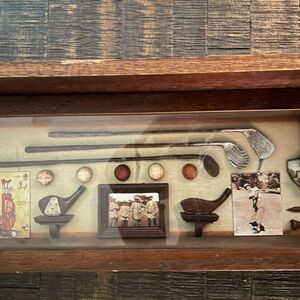 Vintage Golf Memorabilia Shadow Box